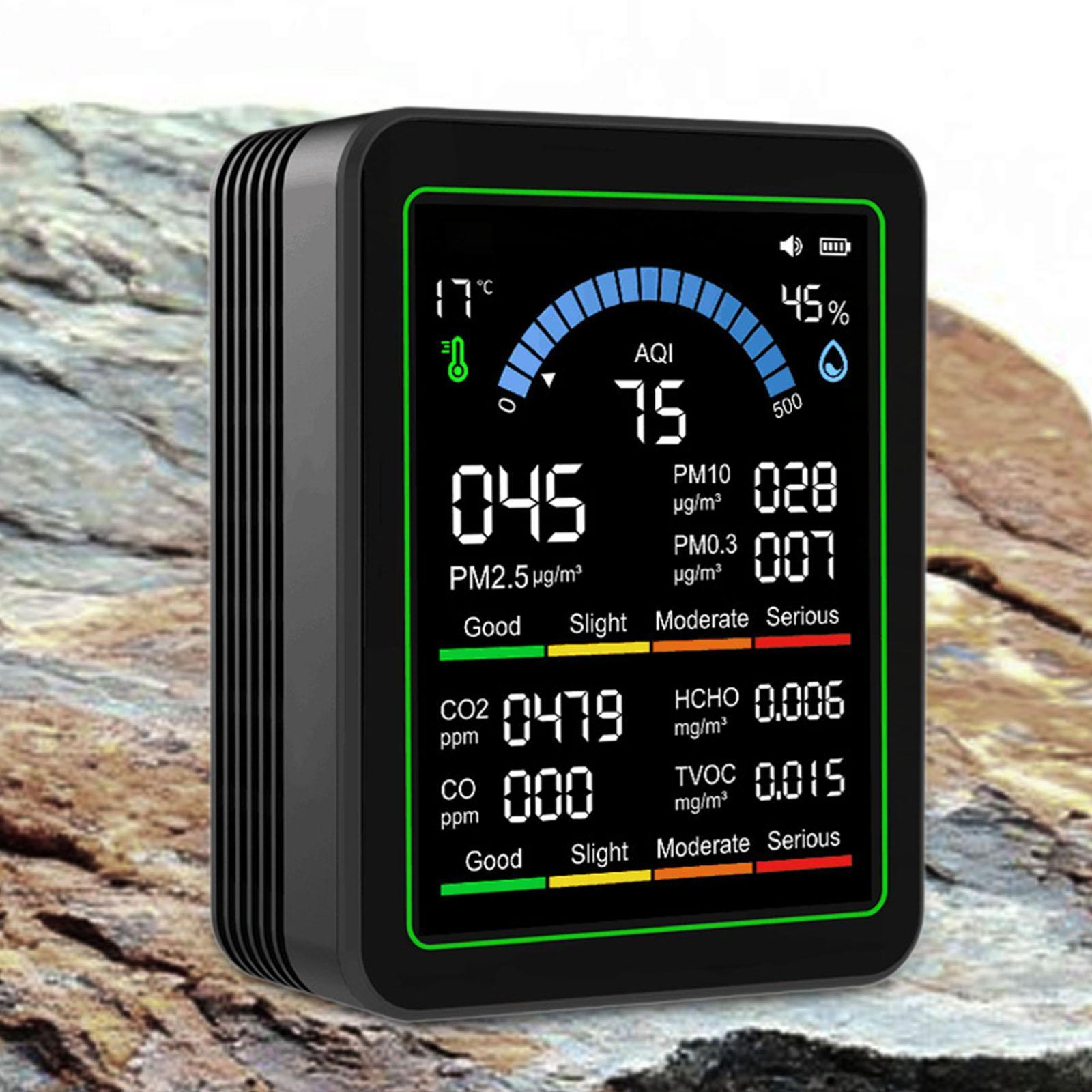 

Мини монитор качества воздуха Маленький размер Дисплей реального времени для офиса школы дома чёрный