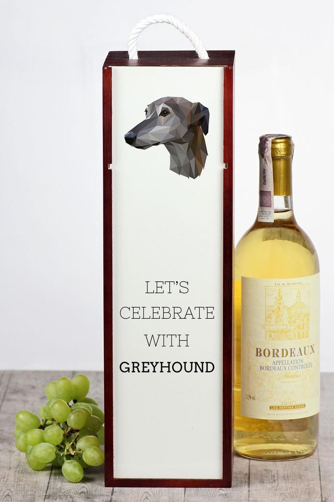 Greyhound, English Chart - Geometric Box With Photo And Inscription For Wine Brand Art-Dog