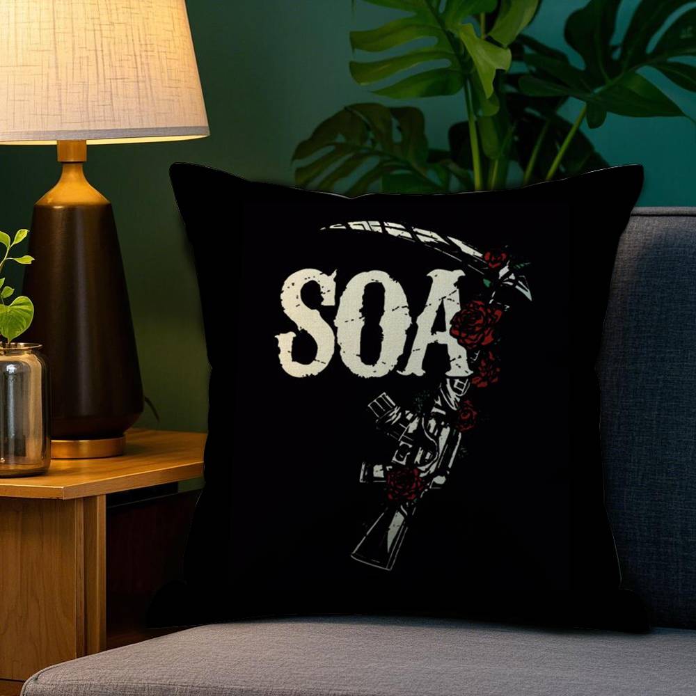 Cool S-Sons Of A-Anarchy Pillow Case Sofa Living Room Bedroom Double-Sided Printing Square Cushion Nap Time Pillow Case
