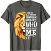 Lion Faith Graphic Tee Philippians 4 13 Christian Bible Verse Mens Cotton Tshirt
