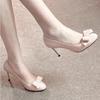 Nude High Heels 2025 New French Round Head Bow Thin Heel Light Mouth Beautiful Cong Yuanfeng Same Single Shoes Women