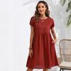 Summer Casual Sleeveless Dress for Women Solid Color Print O Neck Middle Waistline Spring Fashion