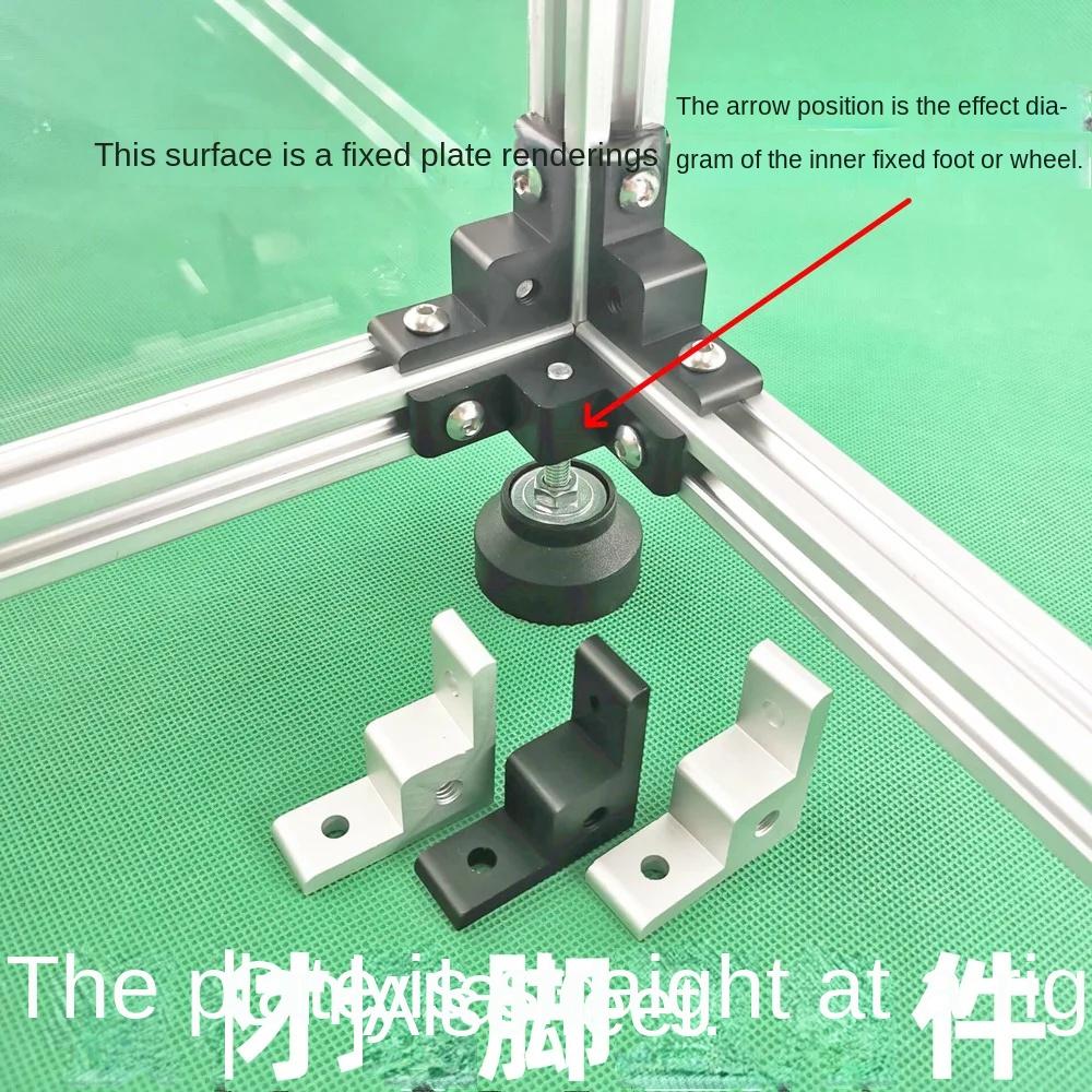 1PC Aluminum Profile Corner Code Anchor Wheel Connector Right-angle Extrusion Foot Pad Mounting Bracket for 20/30 Alu Profiles