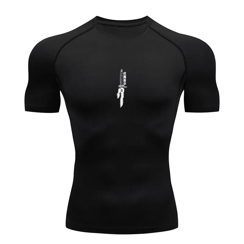 Anime Jujutsu Kaisen Compression Shirt Men Fitness Gym Sport Running T-Shirt Rashgard Tops Tee Quick Dry Short Sleeve T-Shirt