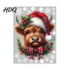 Reusable Window Clings for Classroom Christmas Clings Cute Highland Cow Sticker with Santa Hat Winter Easy Remove Wall Decals Home Double-Side