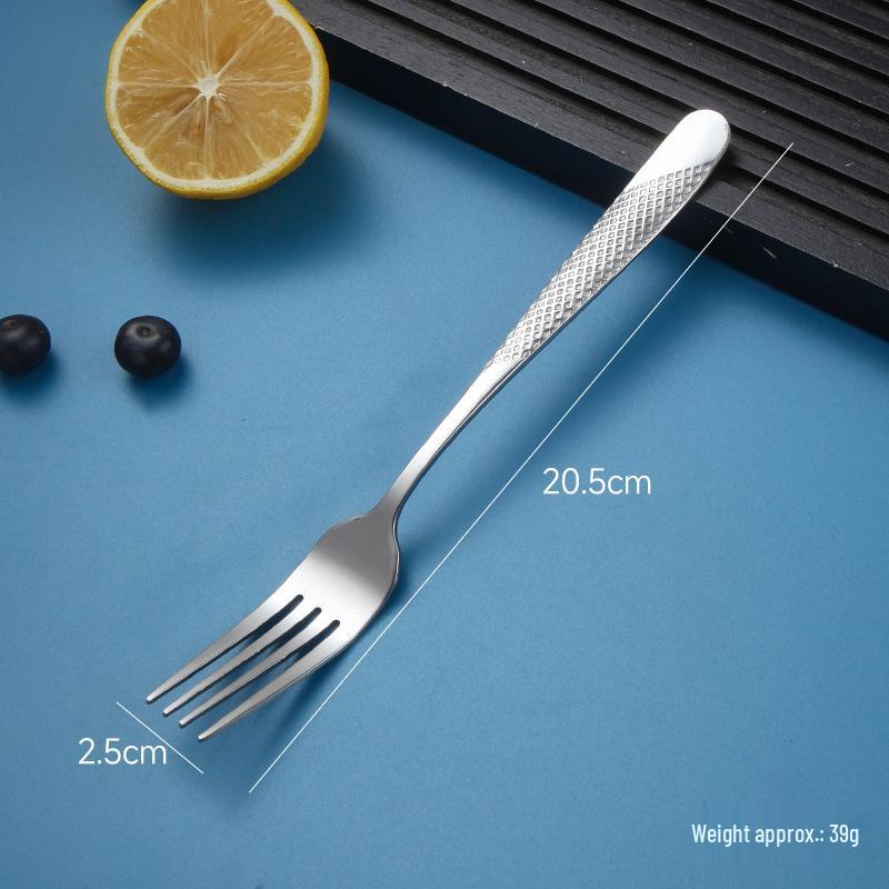 European Stainless Steel Four-Piece Cutlery Set: Star Diamond Steak Knife, Fork, and Coffee Spoon