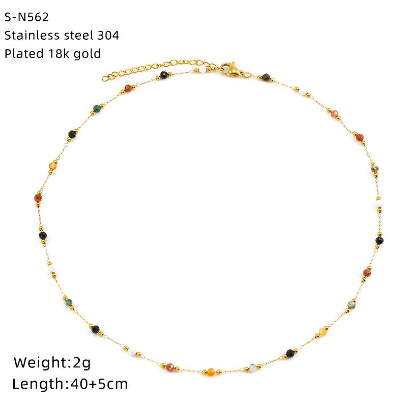 Halskette aus Edelstahl mit glasierten Perlen und Kristallen, süße türkisfarbene Natursteinkette, Persönlichkeit, hochwertige Schlüsselbeinkette