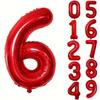 40INCH Red Number Foil Balloons for Birthday Anniversary Party Decor, Large Family Celebration Photo Backdrop Decoration Set