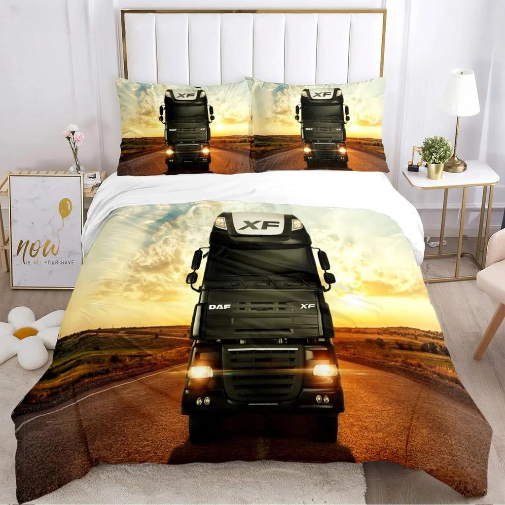 Federa Piumone con Logo Camion DAF alla Moda Set Biancheria da Letto Coperta Morbida e Federe per Ragazzi Singolo_Matrimoniale_Queen_King