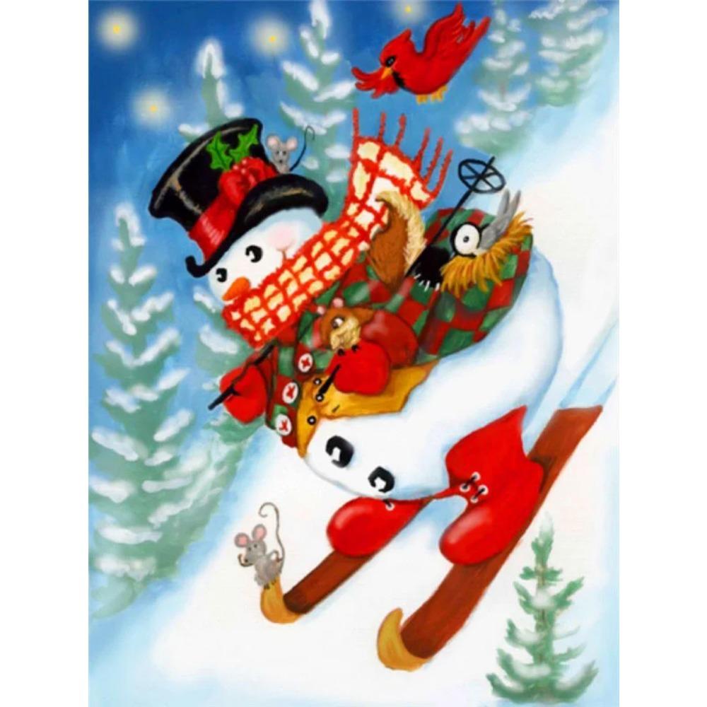 Elmas Boyama Sanatı Tam Matkap Kardan Adam Elmas Boyama El Yapımı Karlı Gün Diy Elmas Mozaik Resim Ev Dekorasyon Noel Hediyesi