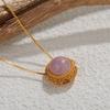 S925 Sterling Silver Ancient Gold Necklace Inlaid With Natural Purple Lithium Sunflower High-End Atmospheric Light Luxury Temperament Pendant