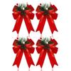 Christmas Bows with Pine Cones Pine Needles Buffalo Plaid Ribbon Bows Christmas Tree Wreath Decoration for Gift Wrapping