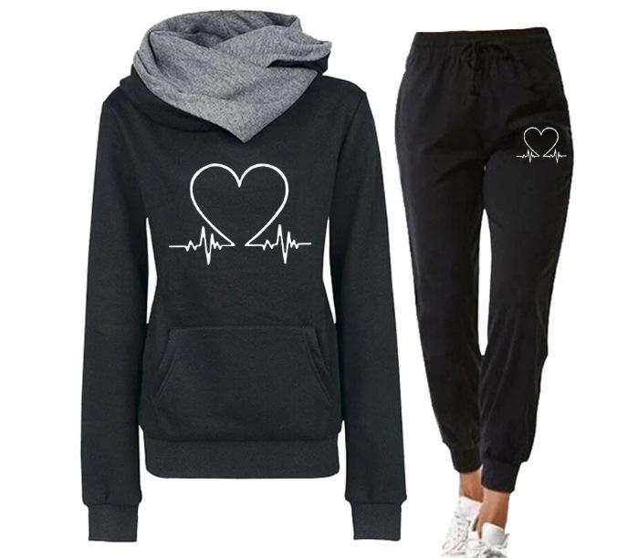 2025 Unisex Printed Sweatshirt & Hoodie Set for Autumn/Winter Casual Jogging