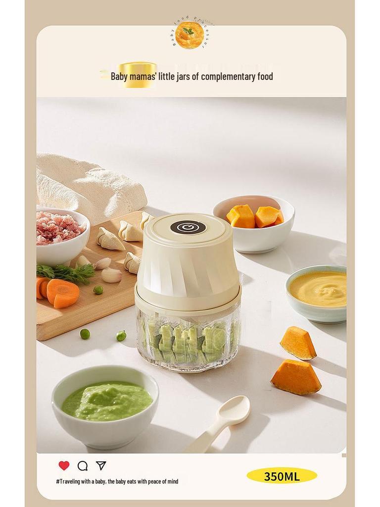 Rechargeable Mini Electric Garlic Masher & Baby Food Blender - Kitchen Utensil & Meat Grinder.