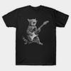 Men Black Print T-shirt Vintage Cat Playing Guitar Rock Star Rock And Roll For Men Women Kid No-Cut Transfer Paper Print Cotton Tshirt