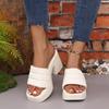 European-American Thick-Sole Chunky Heel Square Toe Sandals - Women's Summer High-Heeled Wide-Strap Slippers