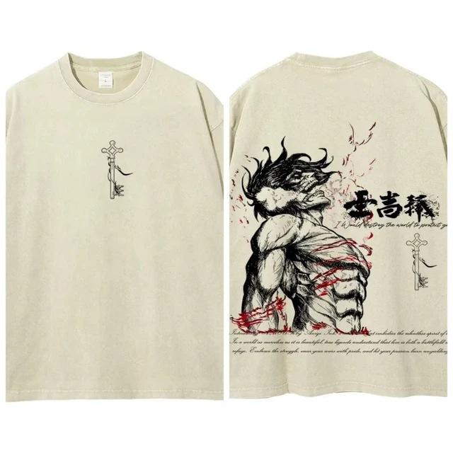 Popular Attack Wash Casual Summer Comfort Old Print T-Shirt Titan Men S T-Shirt Street Aot S