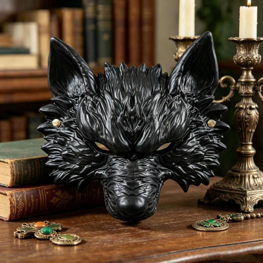 Funny Cosplay Party Costume Mask Black Silver Finish Werewolf Mask  Dress Up Prop