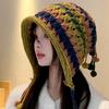 1PCS Autumn And Winter Warm Wool Hat Hand-woven Hollow Bag Hat Women's Ethnic Style Fringed Ear Protector Knitted Hat