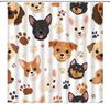 Cute Dog Shower Curtain Cartoon Puppy Funny Animal Dogs Paw Print for Pet Lover Modern Bathroom Decor Fabric Curtain with Hook