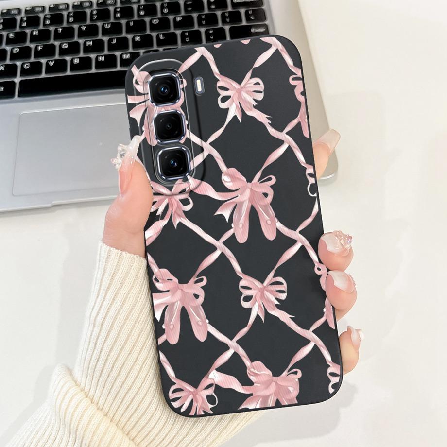 For Infinix Hot 50 Pro+ Hot50 Pro Hot 50 Pro Plus 4G Phone Case Soft Silicone Back Cover Love Heart Girly Flower Painting Fundas