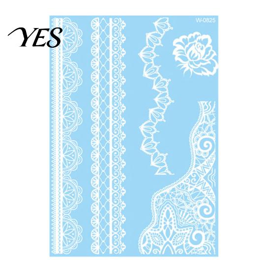Gentle-On Skin Tattoo White Lace Sticker for Women, Temporary Face Body Fake Decal Arm, Waterproof Wedding Party Festival
