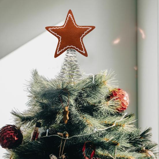 Christmas Tree Topper Rustic Felted Snowflake/Star Tree Topper Decorations for Indoor Outdoor Holiday Home Party Decor