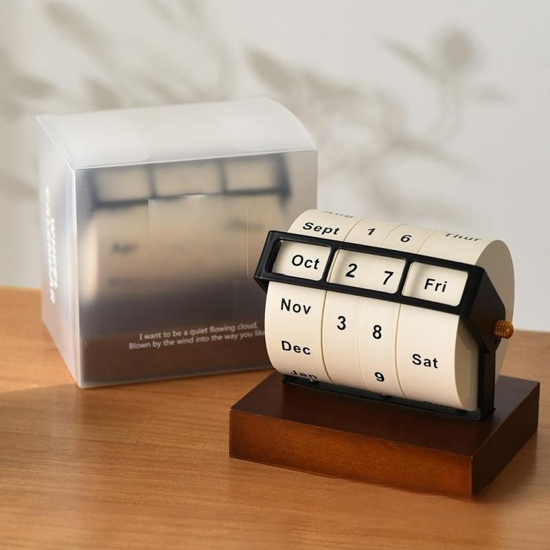 Radewiger Kalender Großer rotierender Schreibtischkalender Schreibtischornamente Schreibtischkalender Ewiger Kalender Countdown