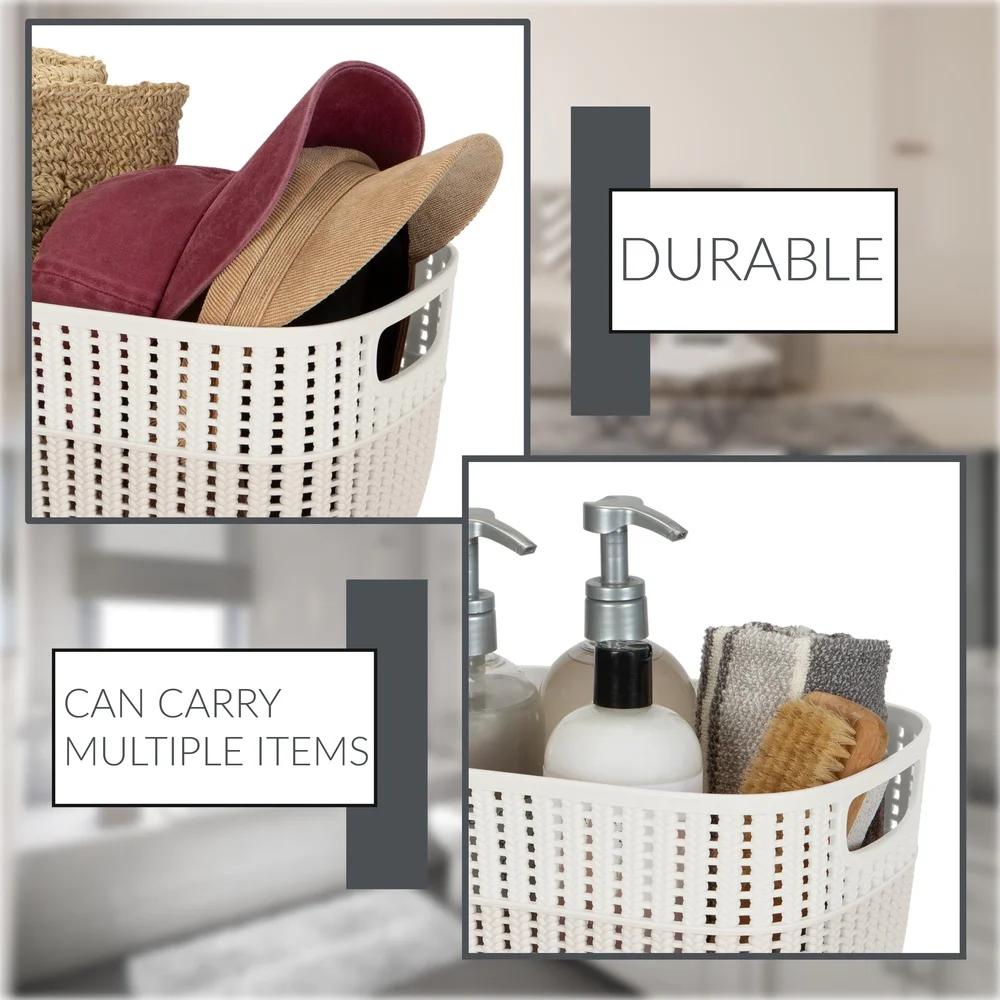 Two Tone Storage Basket Durable Lightweight with Carrying Handles Home Office Organization Toys Magazines Clothes