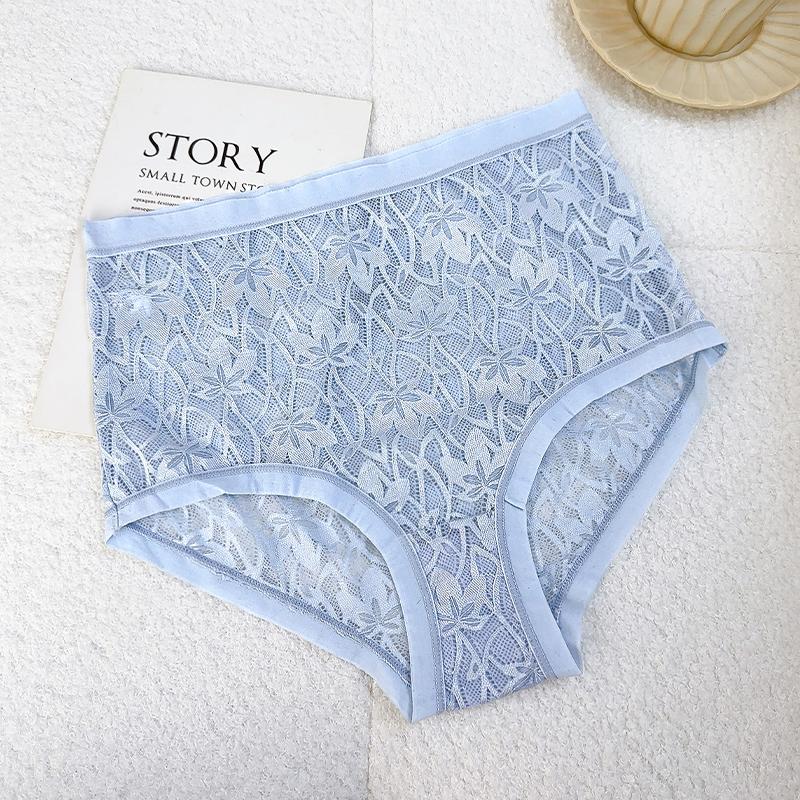 

FINETOO 1Pc Summer Sexy Ultra-thin Lace Perspective Panties Women High Waist Lace Floral Underwear Female Breathable Intimates Lingerie XXL