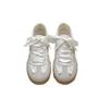 Silver lace niche moral training shoes women's 2025 new popular pearlescent shoelaces thin retro ballet style white shoes