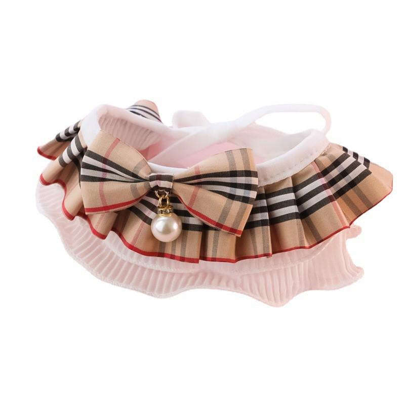 Vintage Plaid Lace Bow Pet Collar Cats Dogs Small Medium Large Pets