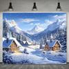 2D Snowy Cabin Forest Tapestry for Bedroom Living Room Winter Aesthetic Wall Decor