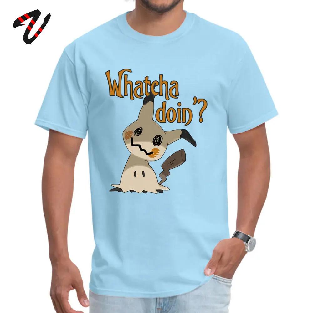 Slim Fit Men TShirt Whatcha doin Mimikyu Casual T Shirt Greyhound Short Sleeve Casual Tops Tees ONeck Wholesale Tshirt Funny