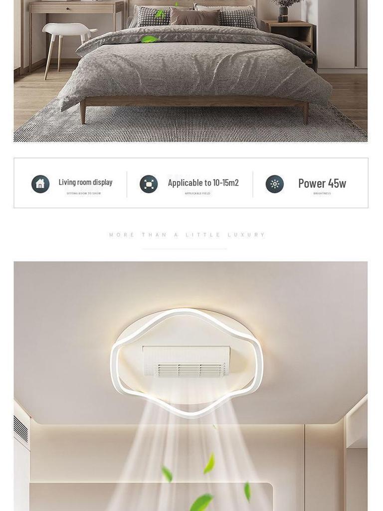 Modern Smart Bladeless Ceiling Fan Light with Voice Control - Three-Color Options for Living Room/Bedroom, 110V
