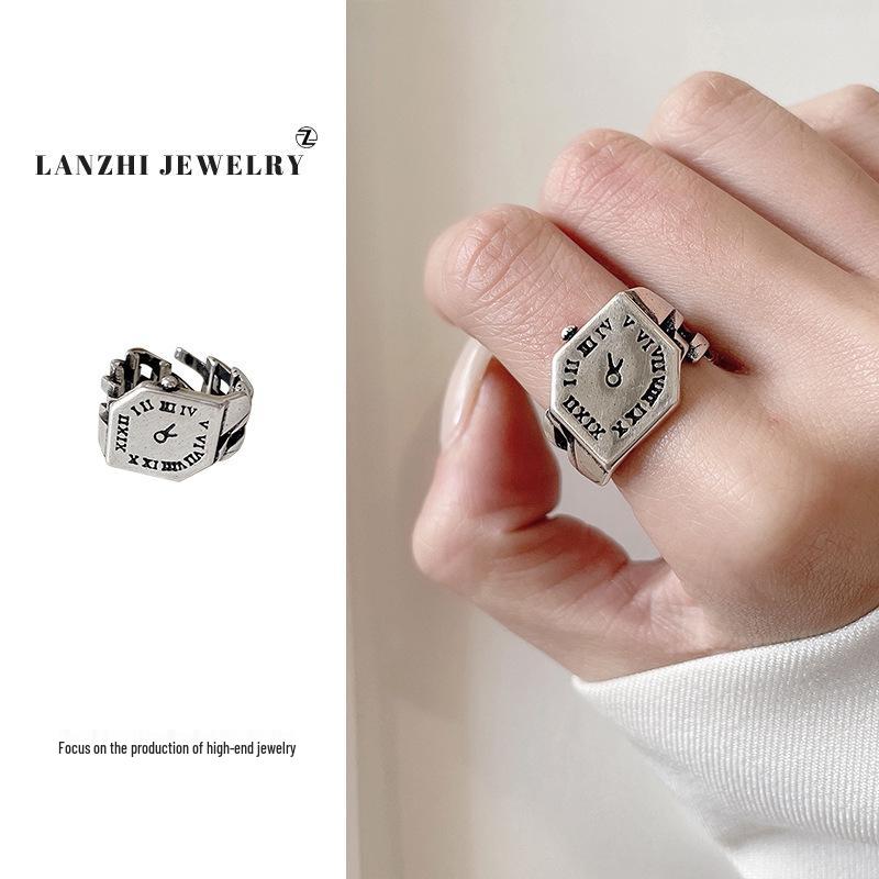 

Lan Zhi Серебро 925 пробы Не тускнеющее Ретро Механизм Трансграничное Европейско-американское Мужское кольцо Adjustable