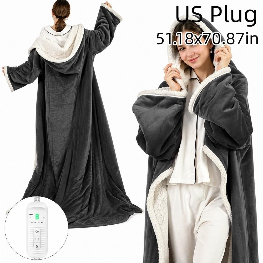 6-8 Heat Levels Electric Wearable Heated Blanket Constant Temperature Hooded Heated Wrap Bedroom