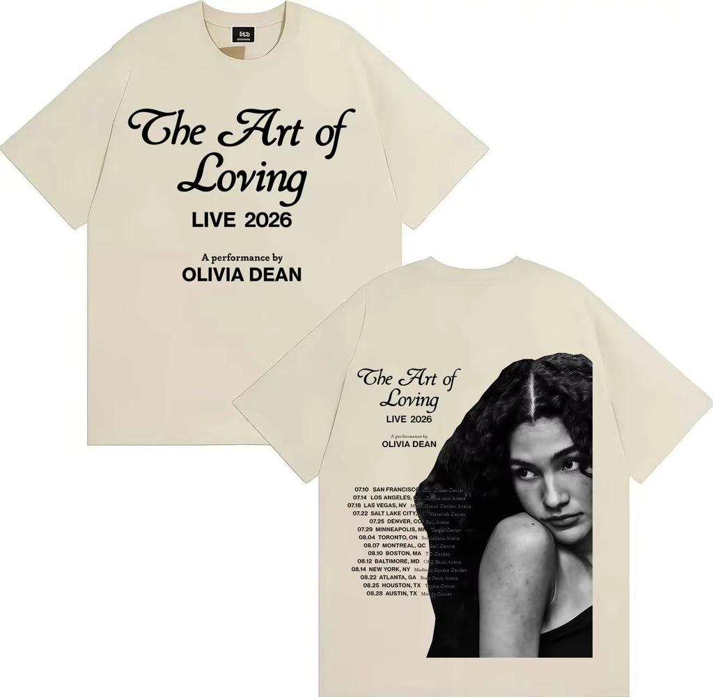 Cantante Popular Olivia Dean El Arte de Amar Nuevo Álbum Moda Verano 2026 Camiseta de Manga Corta para Hombre Casual Algodón Puro Cómodas Camisetas