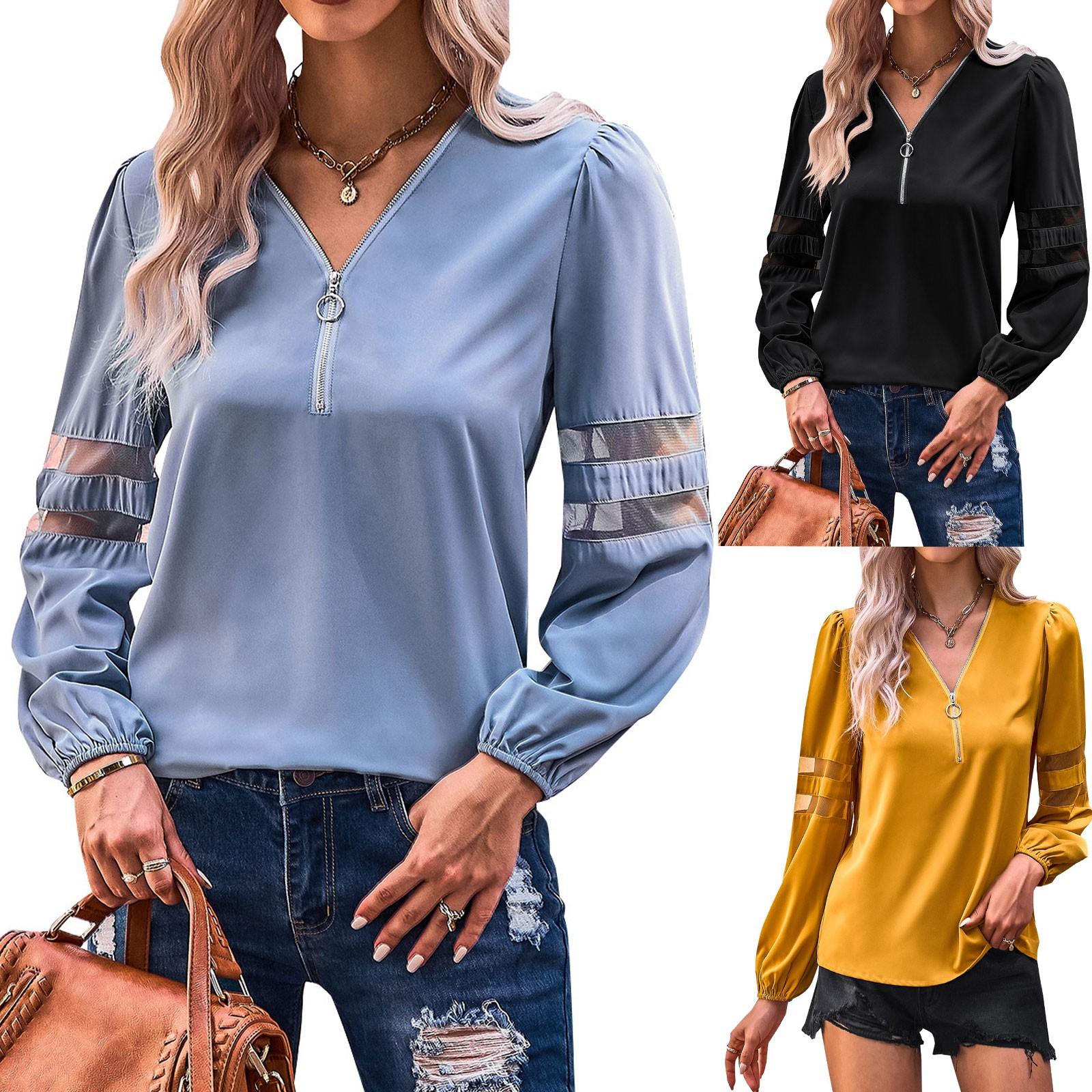 

Женская повседневная модная блузка-пуловер с вырезом и V-образным вырезом