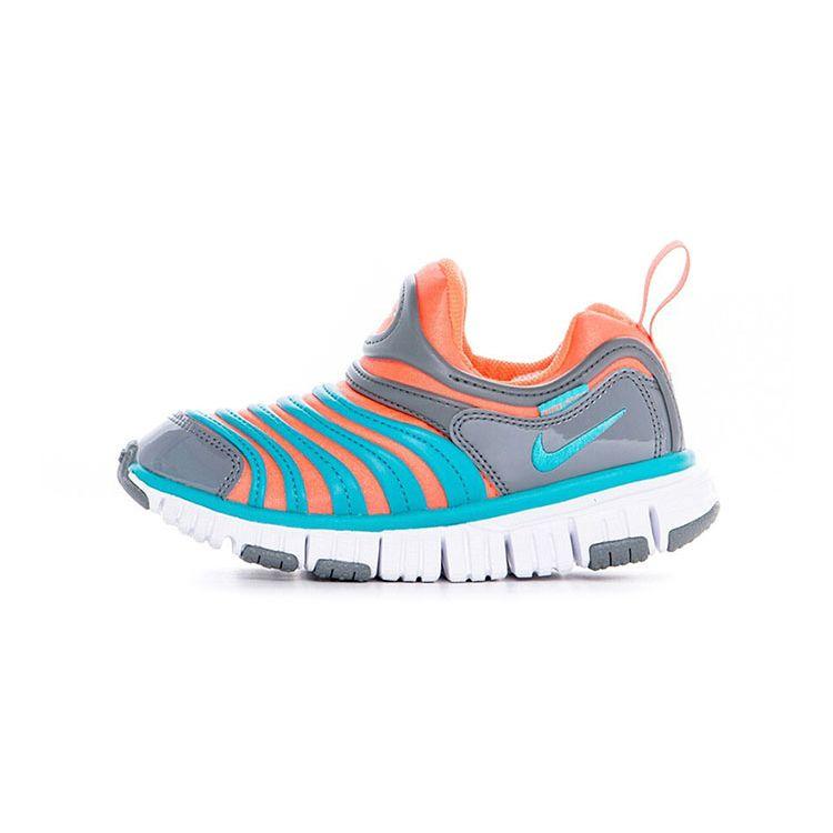 Nike Dynamo Free Caterpillar Low Top Sports Slip Resistant Shock Absorbing Durable Kids Casual Shoes Kids sneaker Blue Orange 343738-808