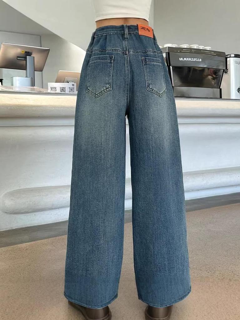 Mädchen High-Waist Denim Weite Hosen - Mittel/Groß, Frühling/Herbst 2026 Kollektion, Weiche & Bequeme Jeans