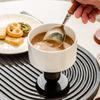 Retro Ceramic Cup with Wooden Stem: French Dessert, Ice Cream, Pudding, or Candle Holder