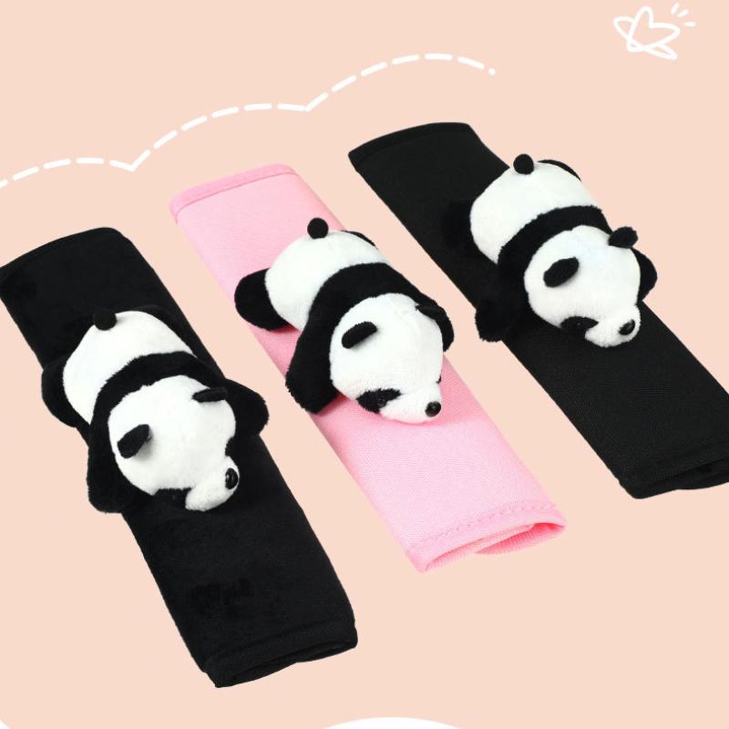 Automobile Safety Belt Decoration Cartoon Panda Safety Belt Shoulder Pad Plush Automobile Seat Belt Accessories Car Decorations