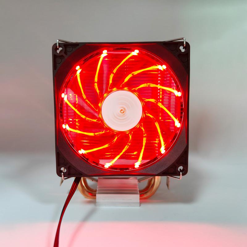 2 Heat-pipes CPU Cooler Tower 3PIN/4PIN PWM 90MM LED Red Light Cooling Fan for LGA 1366 1150 1155 1200 1700 X79 X99 2011 AM3 AM4 Red-3PIN