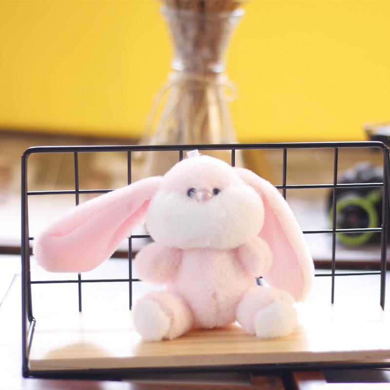 

Bunny Fluffy Soft Keychain Plush Toy Charming Rabbit Bag Ornament Beige Pink Purple розовый