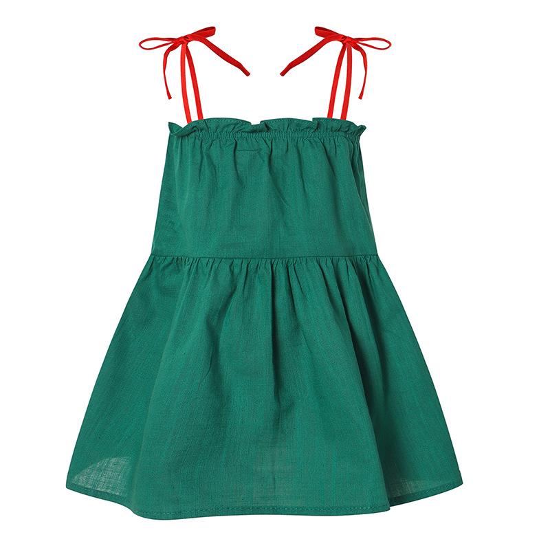Summer Girls Block Hollow Out Strap Dress Baby Solid Princess Party Sundress For Kids
