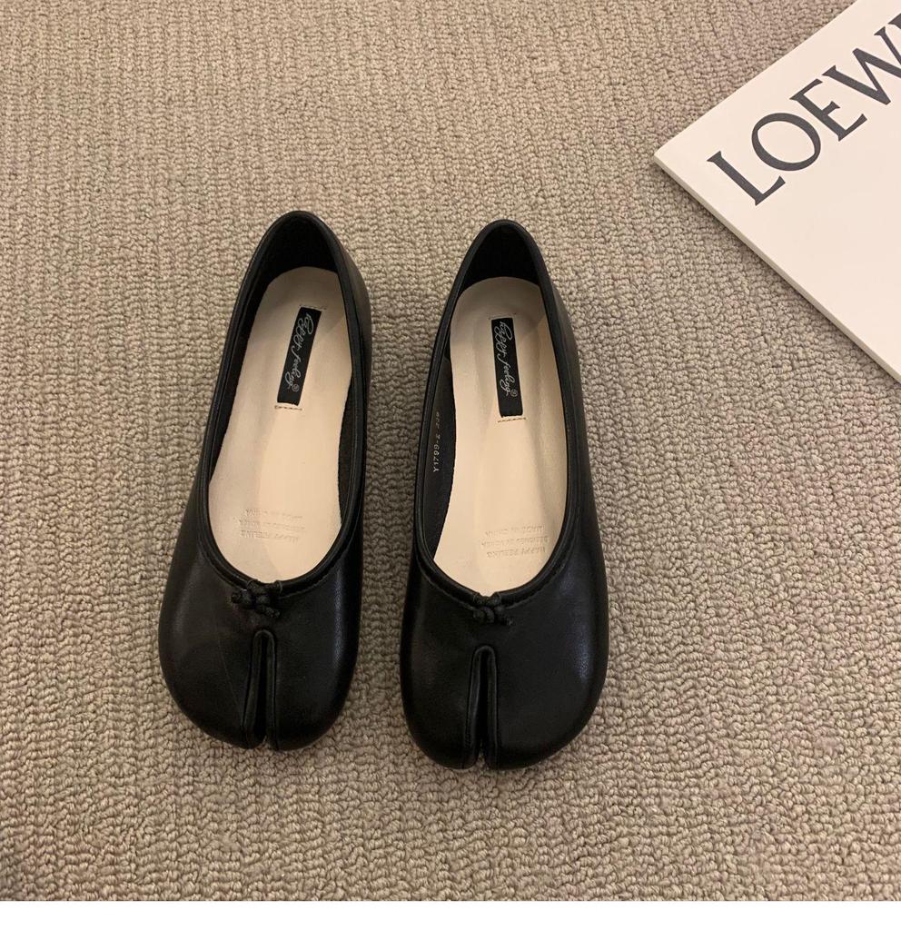 Bean Shoes Women's 2021 Summer Split-Toe Flats with Horsebit Design