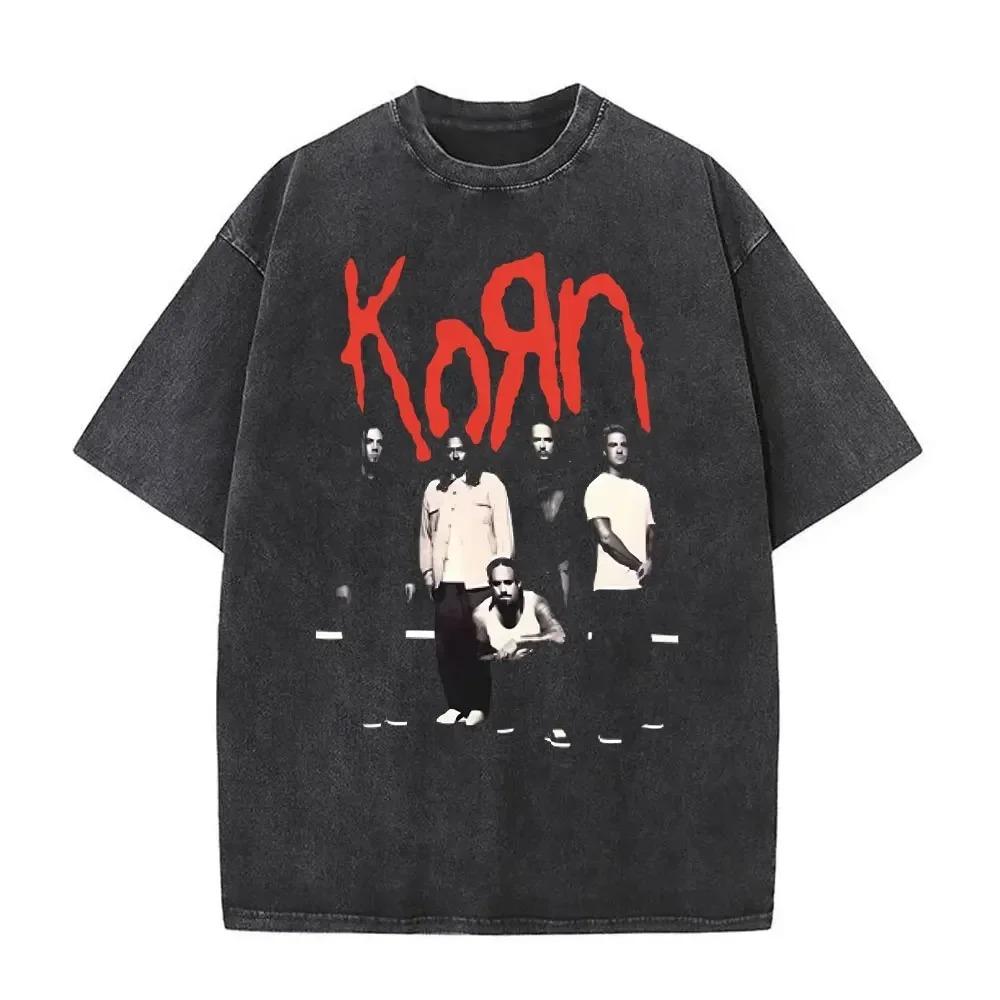 Korn TShirt  DoubleSided Dark NuMetal Emblem Theme (Vintage Washed Distressed Gothic Skull  Wing Aesthetic) Tshirts