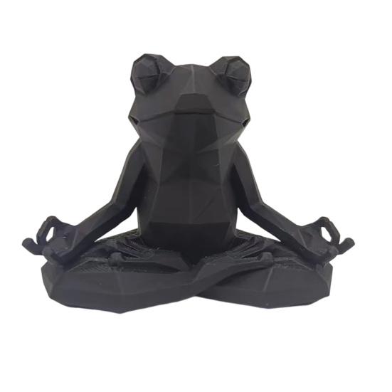 Yoga Frog Sculpture, 3D Printed Meditating Frog Figurine, Faceted Frog Sit in Meditation Statue for Desk Shelf Room Zen