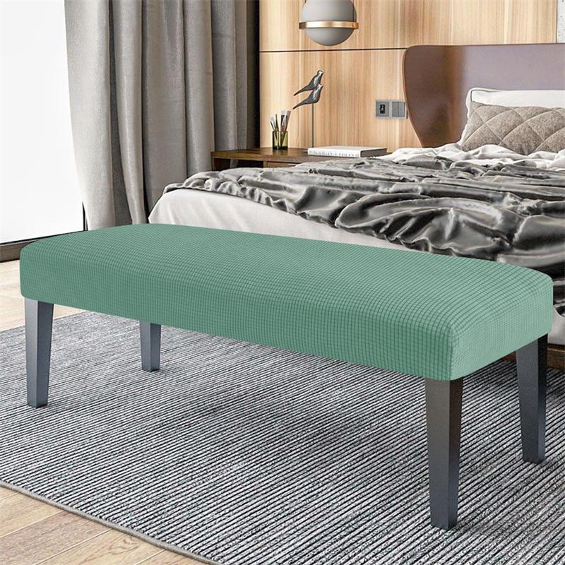 1Pc Elastic Ottoman Cover Rectangle All-Inclusive Stool Covers Solid Color Bench Seat Covers Anti-Dirty Removable Home Decor